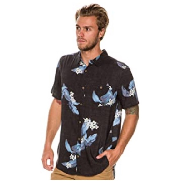 RUSTY MELODIOUS MEN'S BUTTON UP SHORT-SLEEVE SHIRT - Picture 2 of 5